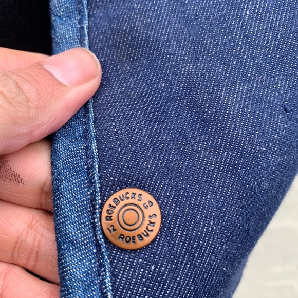 VTG Roebucks Denim Vest w/ Sherpa lining Sz L - Picture 5 of 8